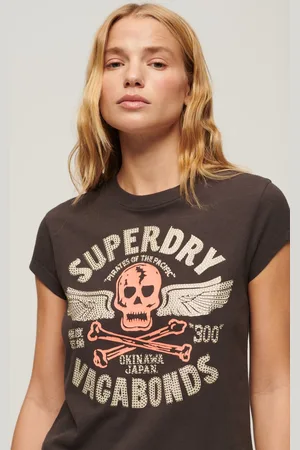 Superdry Embellished Poster Cap Slv T-shirt Met Korte Mouwen Zwart S Vrouw