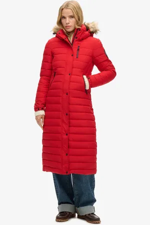 Superdry Lange Fuji pufferjas met capuchon - Dames - Gewatteerde jassen