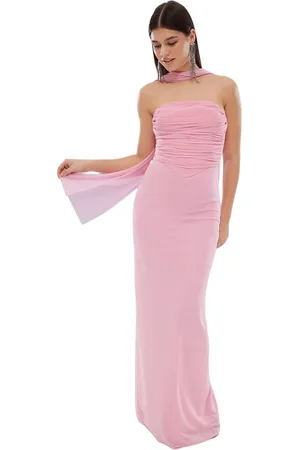 Trendyol Poedersjaal Tule Gebreide Maxi Avond- En Afstudeerjurk Tprss25Ae00056