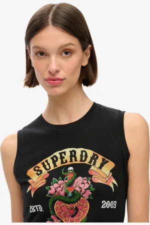 Superdry Tattoo Rhinestone Tank Mouwloos T-shirt Veelkleurig M Vrouw