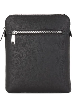 HUGO BOSS Leren Schoudertas Crosstown Crossbag Zwart