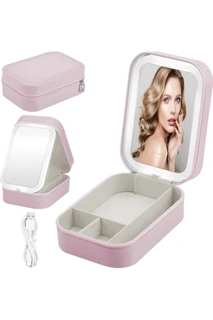 Merkloos Draagbare Make-uptas met LED Spiegel voor Reizen - Cosmeticakoffer met 3 Kleurmodi, Organizer voor Make-up en Sieraden, Perfect als Cadeau voor Vrouwen