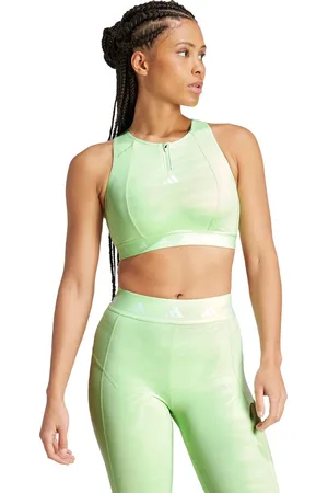 adidas Performance Powerimpact Training Medium-Support Techfit High-Neck Beha met Rits - Dames - - XS A-B