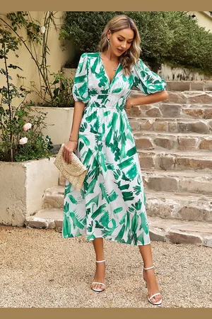 Merkloos Dames Zomerjurk Lange Zomer Casual Swing Jurk Korte Mouw Maxi Jurk S