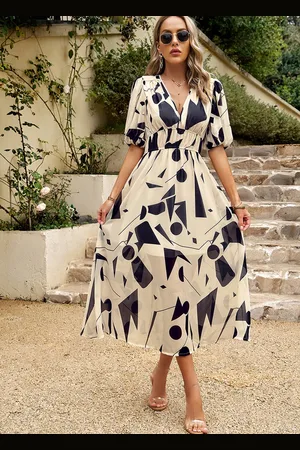 Merkloos Dames Zomerjurk Lange Zomer Casual Swing Jurk Korte Mouw Maxi Jurk S
