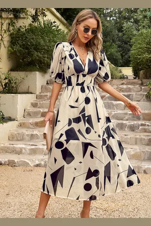 Merkloos Dames Zomerjurk Lange Zomer Casual Swing Jurk Korte Mouw Maxi Jurk M