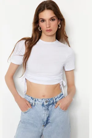 Trendyol Mintkleurige Aansluitende/Sleezy Geribbelde Stretch Gebreide Blouse Met Ronde Hals Twoss21Bz0180.
