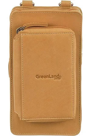 Greenland Leren Telefoontasje Portemonnee Phone Bag / Wallet Mosterdgeel