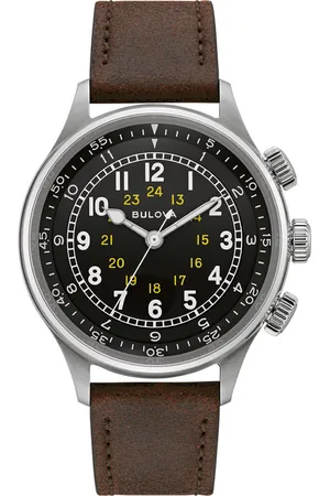 BULOVA A-15 Pilot 96A245 Horloge - Leer - Bruin - Ø 42 mm