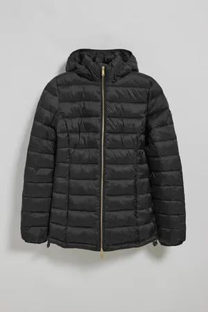 Polo Club® Ultralichte zwarte jas ???Cintia??? met afneembare kap en geborduurde PC-opdruk