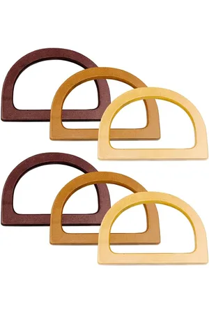 Merkloos Houten Handvat D-vorm voor Handtassen - 6 Stuks - Vervangingsaccessoires