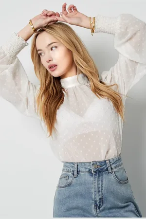 Merkloos Blouse met bolletjes - nieuwe collectie - lente/zomer - dames - - maat L