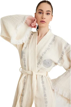 Merkloos PUER AETERNUS Luxe Organische Katoenen Kimono & Badjas, One Size Fits All, Turks Katoen - Pink Elysium