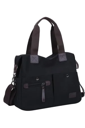 Merkloos Dames schoudertas handtas canvas met anti-diefstal vak - - medium