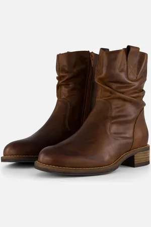 Cellini Plooi Enkellaarsjes cognac Leer