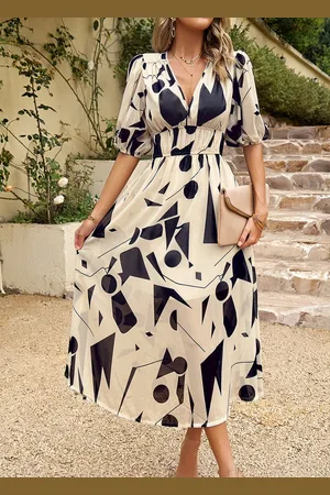 Merkloos Dames Zomerjurk Lange Zomer Casual Swing Jurk Korte Mouw Maxi Jurk XL