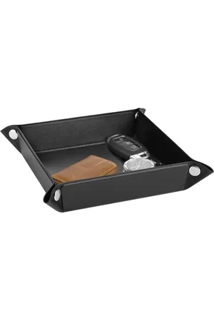 Merkloos Elegante Valet Tray - PU Leer - Sieraden en Sleutels - Zwart - Klein