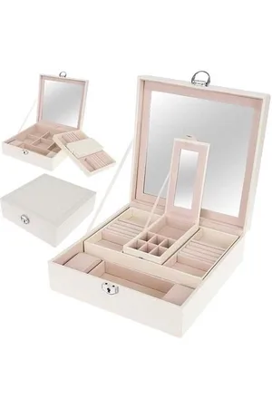 Merkloos Luxe Sieradendoos - Sieraden Organizer met spiegel - Bijouteriedoos - Sieradenbox - Opbergen van uw Juwelen