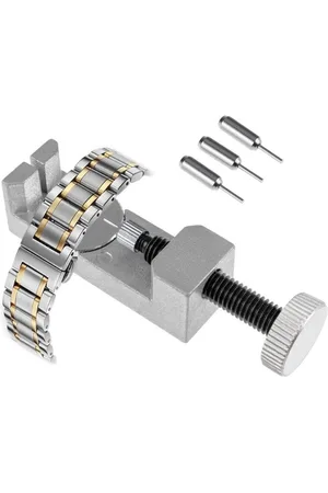 Merkloos Horlogereparatiegereedschap - Horlogebandverwijderaar - Metalen verstelbare horlogebandconnectorpenverwijderaar - Horlogereparatiegereedschapsset met 3 extra pinnen (zilver)