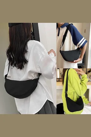 Merkloos Crossbodytas Dames Crescent Moon schoudertas, nylon handtas, crossbody heuptas, dames schoudertas met schouderband, verstelbare schoudertas, dames klein voor dames reizen