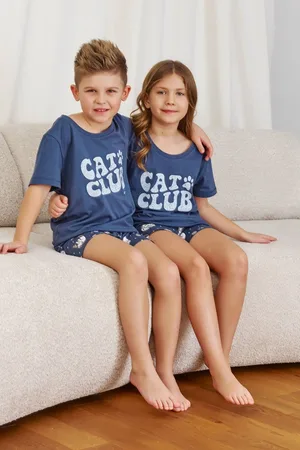 Doctor Nap Katoenen Pyjama Meisjes Jongens | Matching Familie Pyjama | Shortama Korte Mouw Korte Broek | Cat Club PDU.7205 122 / 128