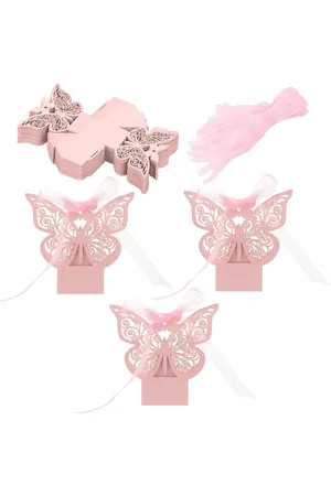 Merkloos Cadeaudoosjes met Vlinderpatroon ??? 50 Stuks Roze Geschenkdozen voor Bruiloft, Verjaardag en Feestelijkheden