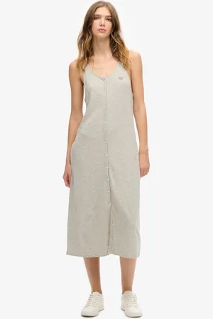 Superdry Vintage jersey midi-jurk met knopen - Dames - Jurken