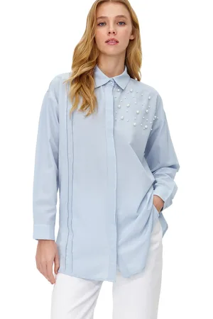 Trendyol Geweven Katoenen Overhemd Met Roze Parelmoer Tctss24Tg00032