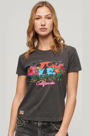 Superdry Cali Sticker Fitted T-shirt Met Korte Mouwen Bruin XL Vrouw