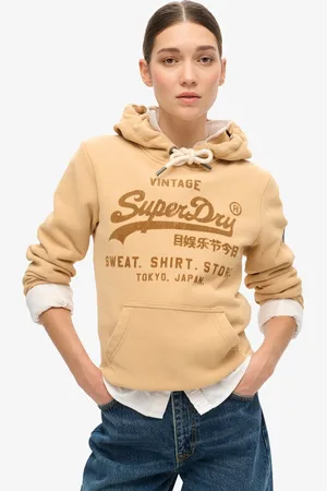 Superdry Klassieke hoodie met velours print - Dames - Hoodies
