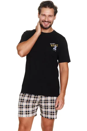 Doctor Nap Katoenen Pyjama Heren Volwassenen Korte Mouw Korte Broek Shortama Rust PMB.7231 M