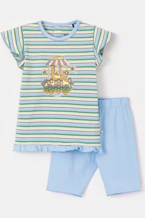 Woody Pyjama baby meisjes - gestreept - luiaard - 251-10-BAB-S/929 - maat 80