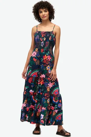 Superdry Gesmokte maxi-cami-jurk - Dames - Jurken