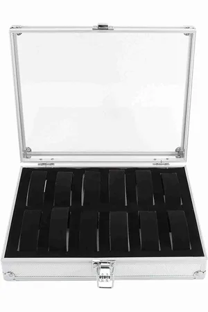 Merkloos Grid Slots Watch Box - Aluminium Rechthoekige Horloge sieraden Display en Organizer Box met Acryl Deksel voor Opslag en Display - 12 Slots