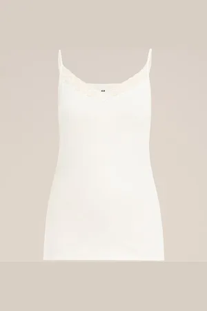 WE Fashion Dames singlet met kant - Curve
