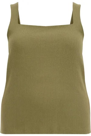 WE Fashion Dames singlet van ribstof - Curve