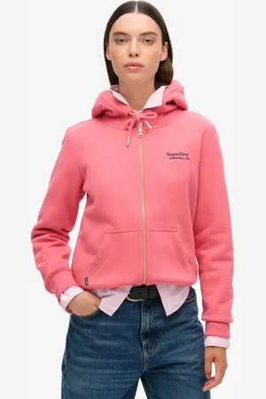 Superdry Essential Logo Zip Hoodie Dames Trui - Camping Pink