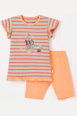 Woody Pyjama baby meisjes - gestreept - lieveheersbeestje - 251-10-BAB-S/904 - maat 86