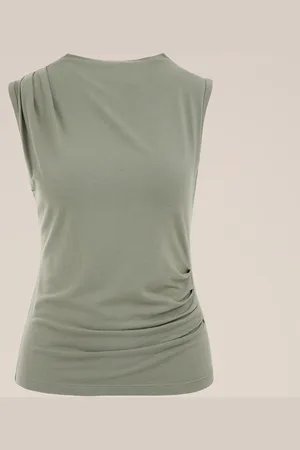 WE Fashion Dames singlet met plooidetail