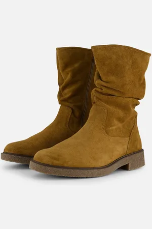 Feyn Giulia Plooi Enkellaarsjes taupe Suede