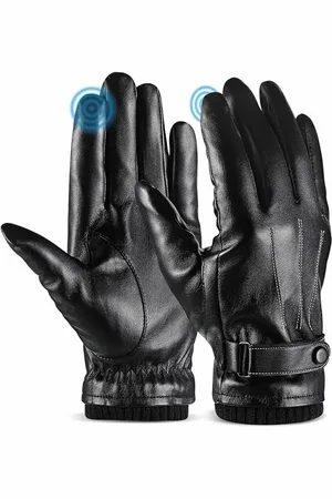 Merkloos Outdoor Aanraakbare Leren Handschoenen - Drielijns Ribbel Handschoenen - Militaire Leren Handschoenen - Gevoerde Winter Leren Handschoenen
