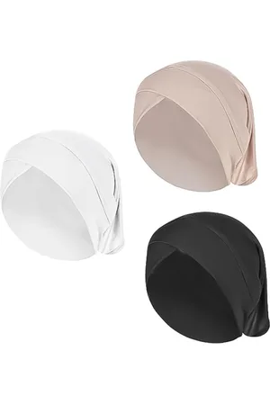 Merkloos 3 stuks effen kleur kruis tulband binnen hijab caps voor vrouwen - ademend en volledige dekking