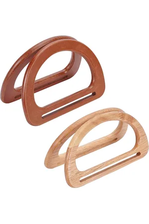 Merkloos D-vormige houten handvatten - Vervangingen voor handtassen - 4 stks - 2 kleuren - Hout - 8x10cm