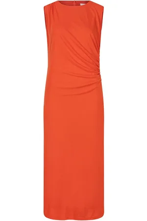 Esqualo Jurk Dress Long Gathering Hs25 28212 437 Red Orange Dames