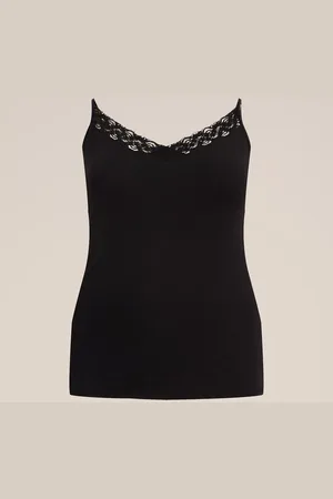 WE Fashion Dames singlet met kant - Curve
