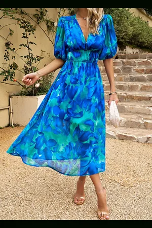 Merkloos Dames Zomerjurk Lange Zomer Casual Swing Jurk Korte Mouw Maxi Jurk S