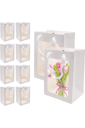 Merkloos Doorzichtige geschenkzakken met venster - 10 stuks 25 x 18 x 13 cm - Perfect voor bruiloften en feesten