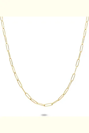 Twice As Nice Halsketting in goudkleurig edelstaal, ovale schakels 11 mm/4 mm 40 cm+5 cm