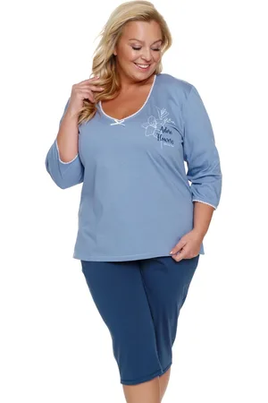 Doctor Nap Katoenen Pyjama Dames Volwassenen Korte Mouw Korte Broek Plus Size Sky Blue PB.7262 40 / L