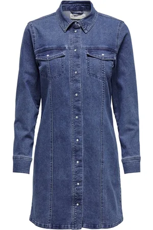 JDY Jacqueline de Yong Jurk noelle Ls Button Dress Dnm 15312027 Medium Blue Denim Dames